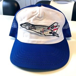Vintage Navy trucker hat cap mesh - made in USA